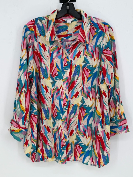intro. Tops - Bohemian Colorful Botanical Print Linen Blouse
